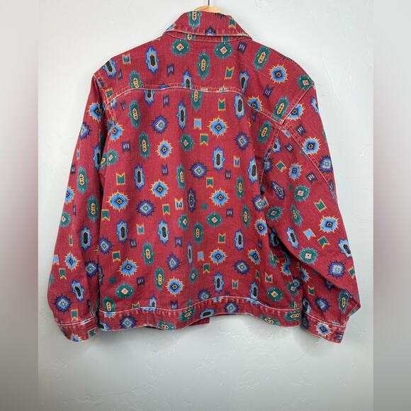 Vintage The 1 East Custom Collection Aztec Tribal Print Denim Jacket - Picture 3 of 6